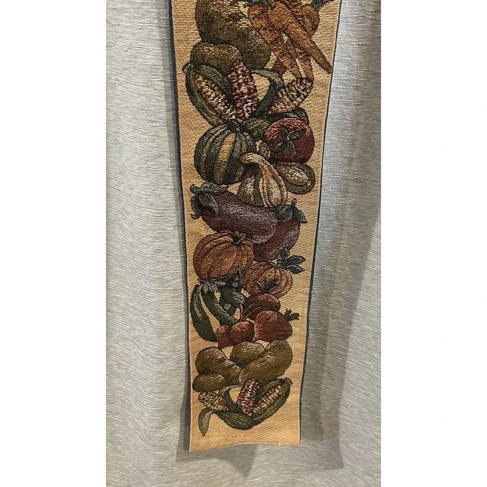 Vintage Fall Harvest Woven Tapestry Wall Hanging Decor Pumpkins Farm Life T-136